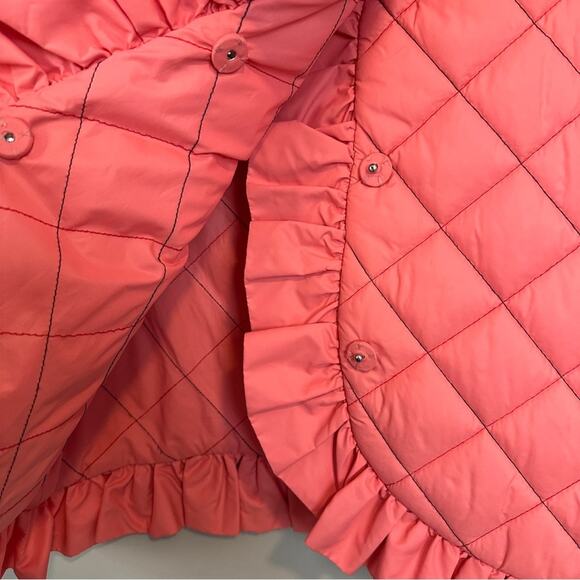 Clare V. Coral Pink Quilted Puffer Vest M/L Ruffle - Picture 7 of 8